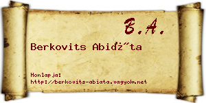 Berkovits Abiáta névjegykártya